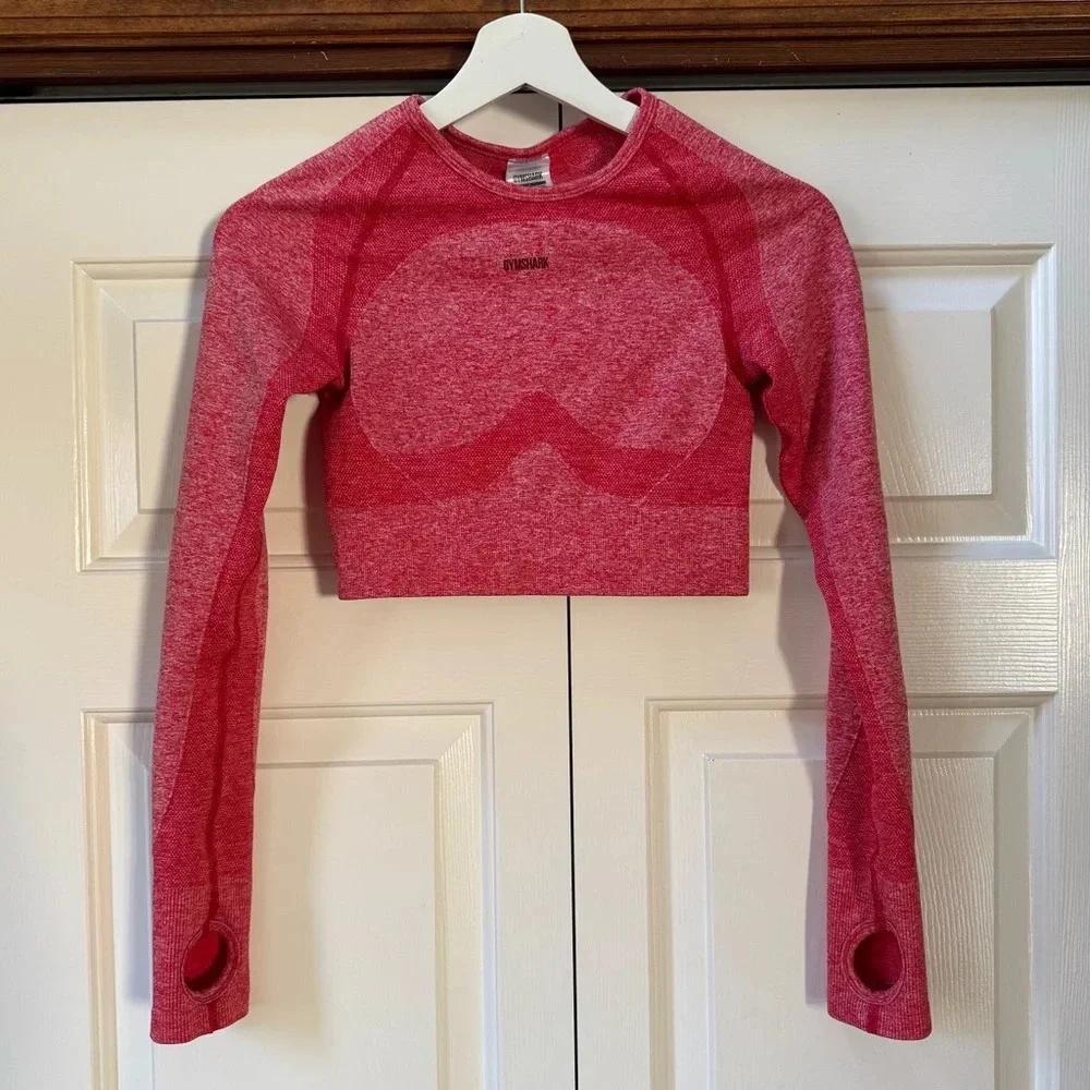 GYMSHARK FLEX SPORTS LONG SLEEVE CROP TOP Women’s size Small - Picture 2 of 9
